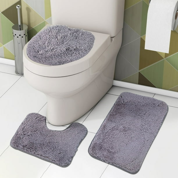 Juego de 3 alfombras de baño | Alfombra de baño supersuave y absorbente con reverso de PVC antideslizante | Lavable a máquina para baño, ducha y bañera | 50 x 80 cm, 50 x 40 cm, 37 x 40 cm
