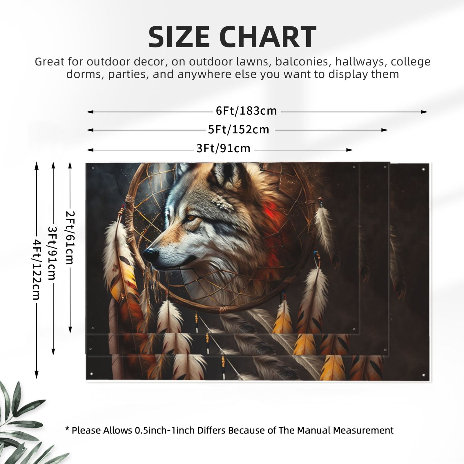 Dream Wolf Feather Art Four Hole Decorated Banner Flag for Garden Yard Home Decoration Indoor Outdoor 4x6 Ft