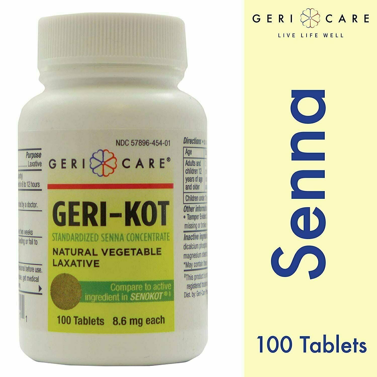 Gericare Geri-Kot Natural Vegetable Laxative-100 Tablets, 2-Pack