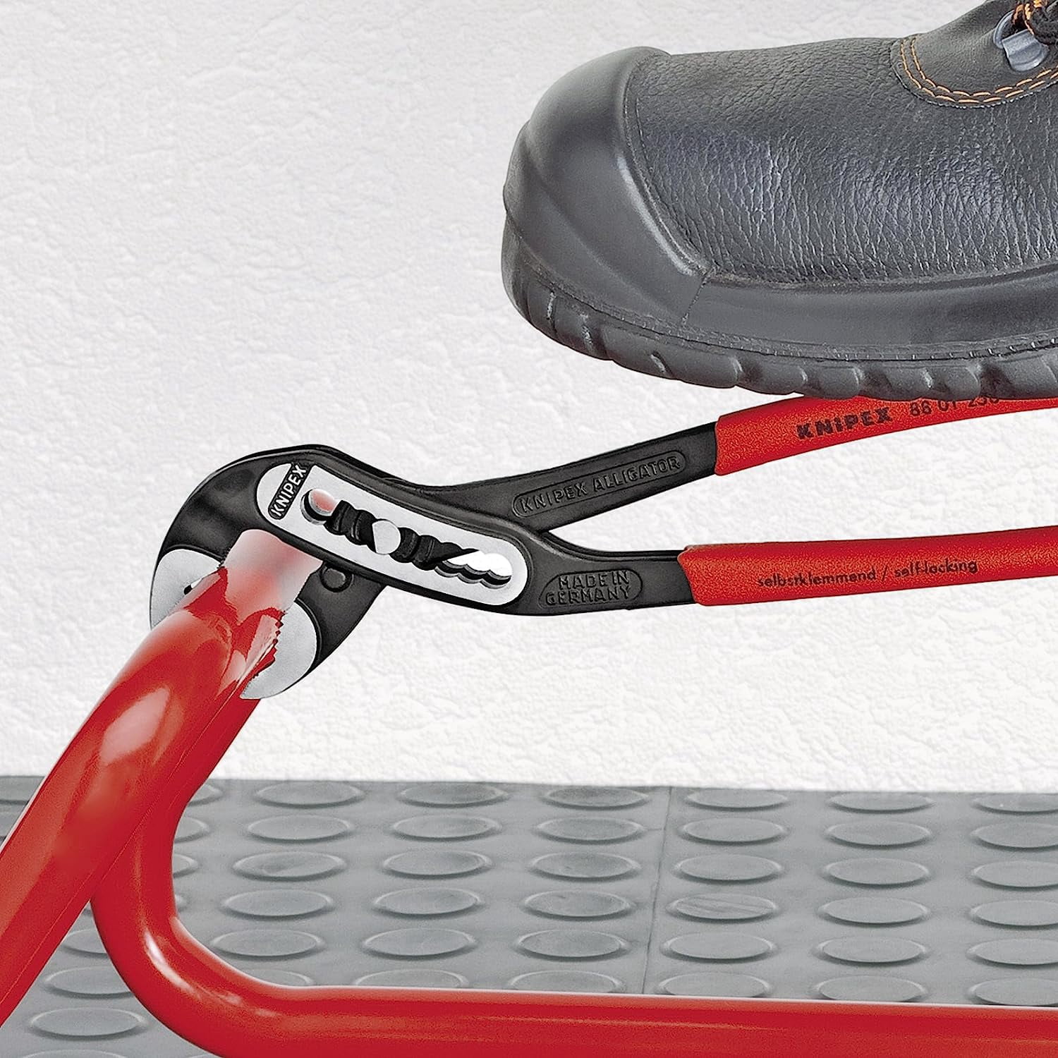 12 ALLIGATOR PLIERS (KNT-8801300) Grips Plastic Coated, Red 300-0-300mm wc using red gauge fluid atramentized standard packaging