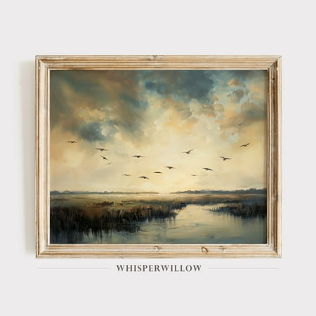 Gloomy Marsh Vintage Landscape, Wetlands Marshland Art, Rustic Farmhouse Decor, Print Poster Decor, Size 8x12 UNFFRAMED F03.1.8l1963