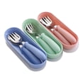 thumbnail image 1 of Flmtop Ensemble de 3 Pcs Cuillères Fourchettes en Acier Inoxydable pour Enfants Mignons Boîte de Rangement Ustensiles d'Alimentation, 1 of 7