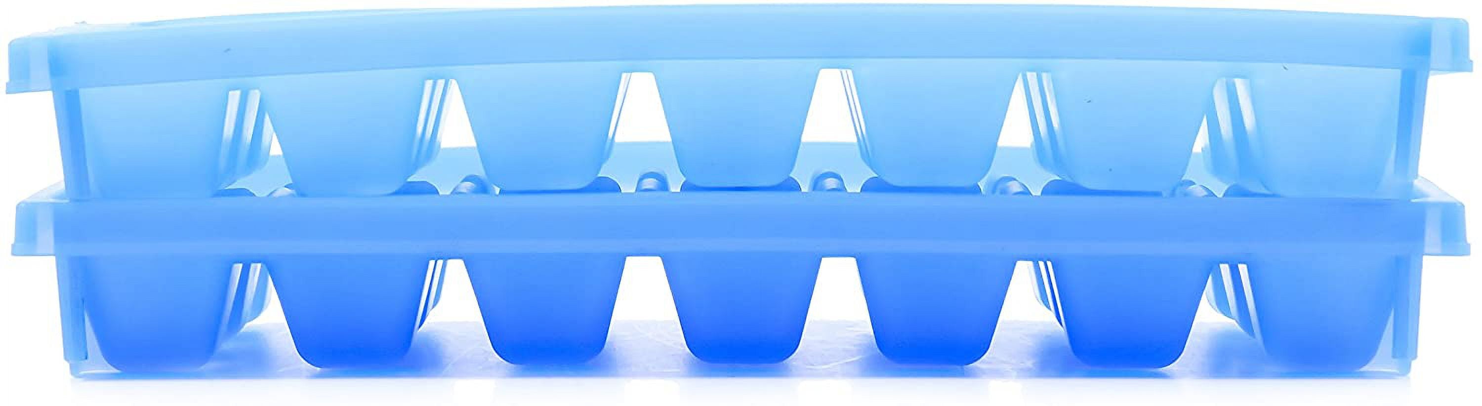 Silicone Ice Cube Tray with Lid, Easy Release Stackable Ice Mold for Freezer, 18-Cube Ice Tray for Cocktail, Whiskey, Coffee, Beverage
