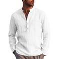 thumbnail image 1 of LVCBL Men's Henley Shirt Cotton Blend Love Sleeve Summer Grandad Collars Casual Beach White 2XL, 1 of 6