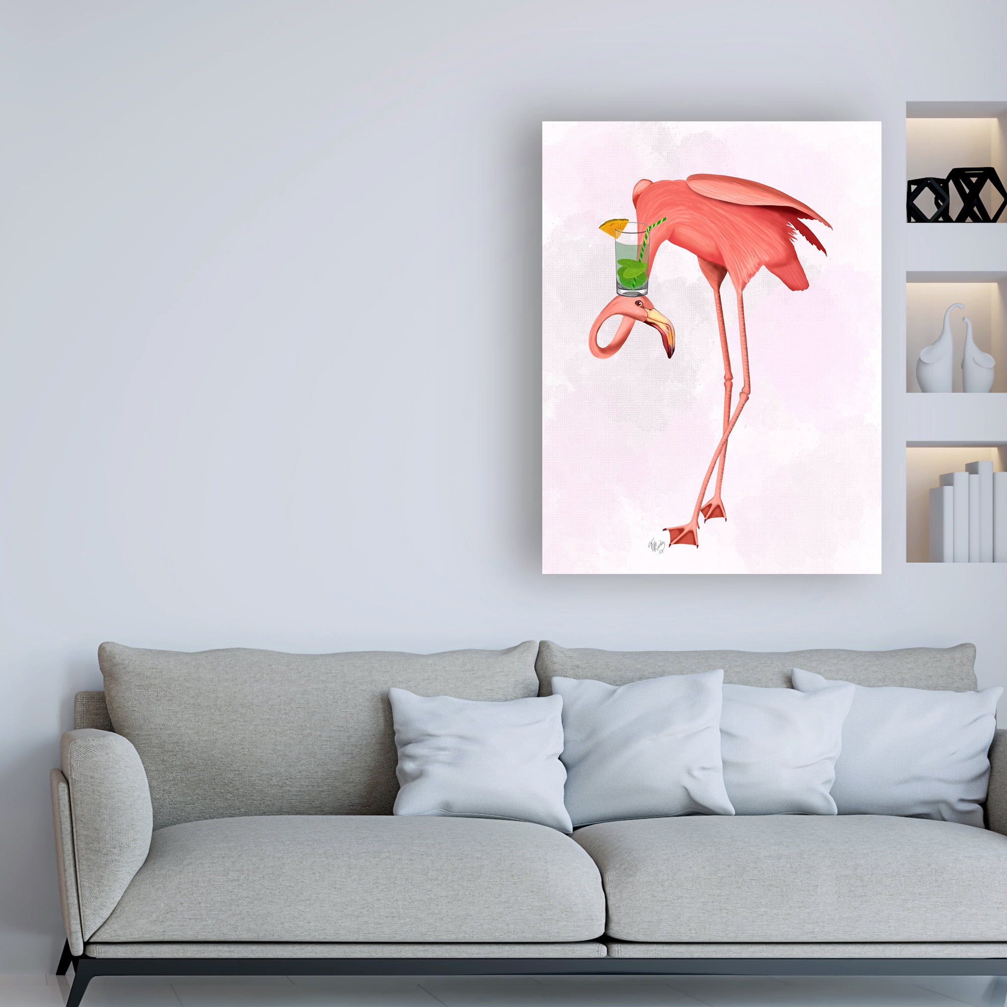 Trademark Fine Art 'Flamingo and Cocktail 1' Canvas Art by Fab Funky