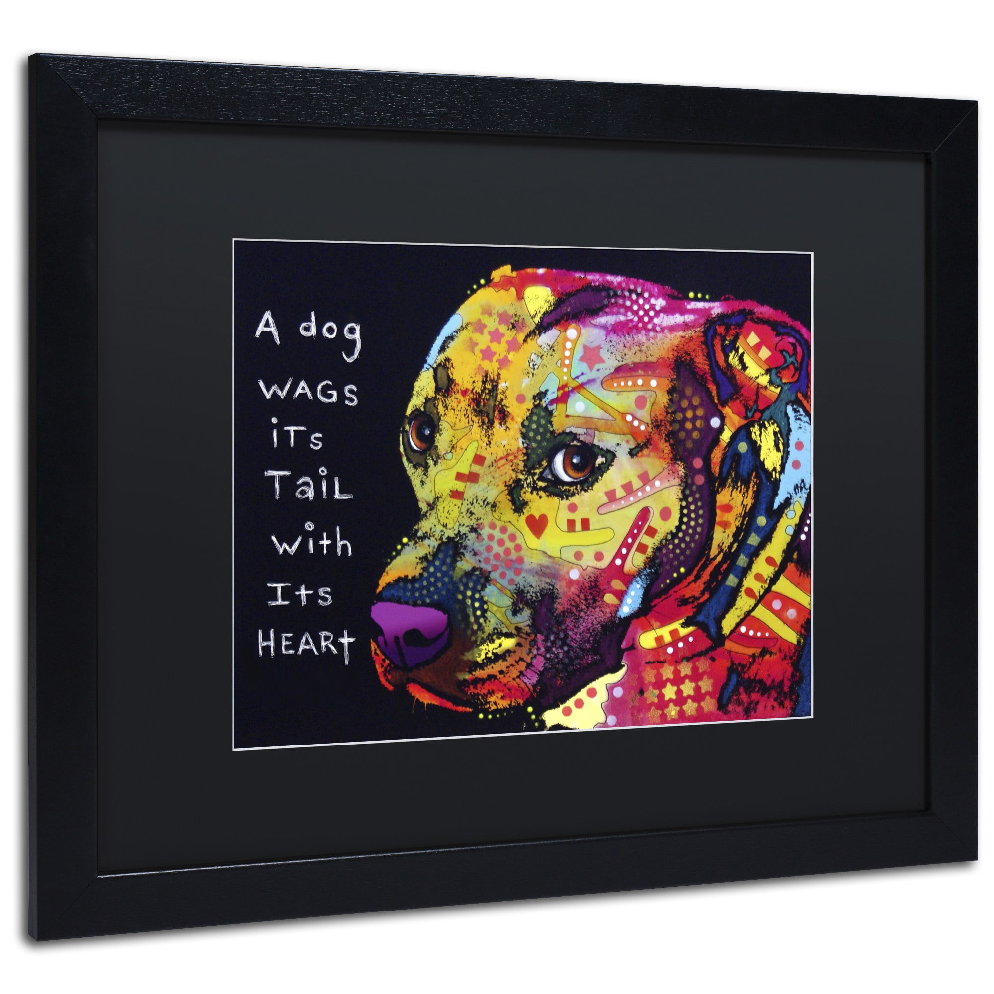Trademark Fine Art "Gratitude Pitbull" Canvas Art by Dean Russo, Black Matte, Black Frame