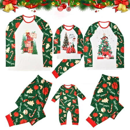 

Winter Savings! YYDGH Christmas Pajamas for Family Pjs Matching Sets Classic Xmas Tree Printed Sleepwear Set for Women/Men/Kids/Baby