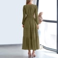 thumbnail image 5 of Womens Summer 2026 Casual Maxi Dresses - Long Sleeve V Neck Elastic Waist Tiered Lightweight Boho Beach Dress with Pockets, 5 of 7