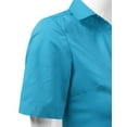 thumbnail image 5 of DOUBLJU Women's Slim Fit Plain Classic Short Sleeve Button Down Collar Shirt Blouse, 5 of 5