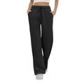 thumbnail image 6 of Resicozy Women's High Waisted Straight Leg Sweatpant Comfy Drawstring Workout Solid Sweat Pants with Pocket Fashion Casual Pant Black M, 6 of 6