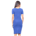 thumbnail image 2 of YELETE Short Sleeve Crew Neck Midi Bodycon Dress, Slate Blue S, 2 of 4