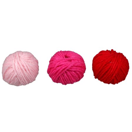 Acrylic Yarn Skeins, Soft Yarn Starter Kit for Knitting Crocheting Craft Projects 100% Acrylic with 3 Bright Colors for Kids Adults DIY Supplies Home Holiday Summer Activities Set of 3 (Red Pink)