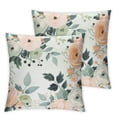 thumbnail image 2 of COMIO Blush Pink Floral Bouquets Throw Pillow Covers Rose Flowers Exotic Summer Peach Coral Square Pillow Cases Set of 2 for Decorative Cushion Bed Couch Sofa White, 2 of 6