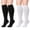 Black/White, variant on 2 Pairs Compression Socks for Men & Women 8-15 mmHg Knee High Over The Calf Socks, Mild Compression Support, Breathable Stretch Fit,Size 9-11
