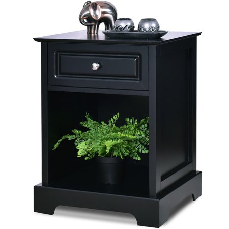 Gymax Night Stand End Accent Table Drawer Chest Sofa Side Bedside Storage Home Black