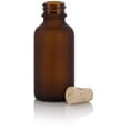 thumbnail image 2 of Frosted Amber Glass Boston Round Cork Bottle with Natural Stopper (12 Pack), 2 of 4