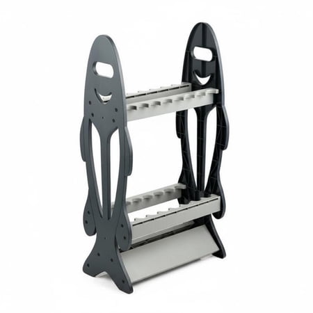 Lazsy Fishes-Shaped Rod Rack Thick PP Material Lure Rod Storage Rack Large Capacity Fishing Pole Stand for Fishermen Tackle Room Garage Dark Gray Light Gray