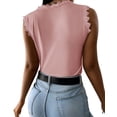 thumbnail image 2 of Langwyqu Summer Sleeveless Lace Patchwork Women Crewneck Lace Blouse Tops, 2 of 5