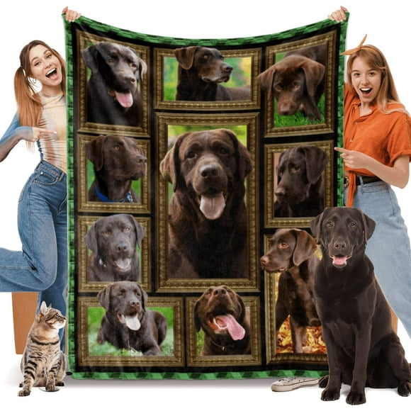 Chocolate Labrador Blanket for Women Men Kids Chocolate Lab Dog Gifts for Dog Lover Soft Cozy Lightweight Warm Flannel Blankets and Throws for Sofa Living Room Decor Throw Size 50"x60"