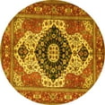 thumbnail image 1 of Ahgly Company Machine Washable Indoor Round Persian Yellow Traditional Area Rugs, 5' Round, 1 of 4