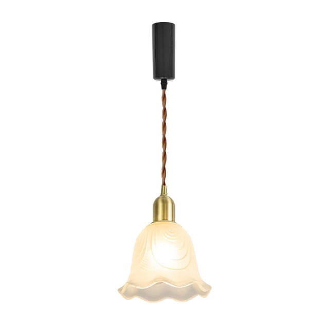 FSLiving Adjustable Height J Type Track Light with E26 Brass Base and White Glass Flower Shade Lighting Fixtures for Farmhouse Kitchen Sink (Bulb & Ceiling Track Sold Separately) - 1 Light