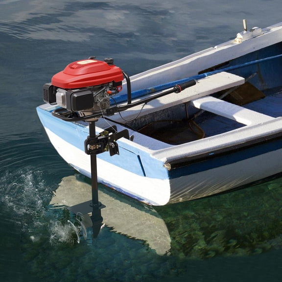 ToppiJoy 7.5HP 4-Stroke 3600rpm Outboard Motor, Heavy Duty Fishing Boat Marine Engine with CDI Ignition System Air Cooling System Boat Motor Manual Start Short Shaft (200CC)