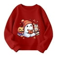 thumbnail image 3 of YOUYEDIAN Halloween Sweatshirts for Kids Girls Holiday Long Sleeve Pullover Pumpkin Bat Ghost Print Sweater Shirt Soft Round Neck Halloween Clothes Red 9-10 Years, 3 of 3