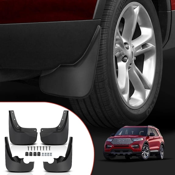 A-Premium - 4PCS - Mud Flaps Splash Guards Mudguards - Compatible with Ford Explorer 2023 2024, Matte Black- with Hardware, Front & Rear