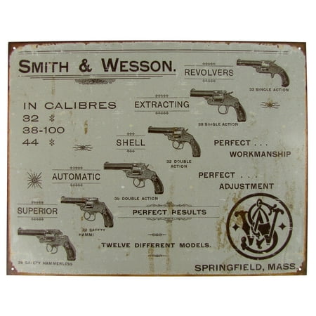 Vintage Smith&Wesson Revolver Models Metal Sign US Made 2nd Amendment Wall