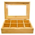 thumbnail image 2 of Caja Organizadora de Té, Hecha de Bambú Resistente, 8 Compartimientos, Organizador para Bolsas de Té e Infusiones con Tapa Centro de Acrílico, 2 of 5