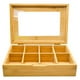 thumbnail image 2 of Caja Organizadora de Té, Hecha de Bambú Resistente, 8 Compartimientos, Organizador para Bolsas de Té e Infusiones con Tapa Centro de Acrílico, 2 of 5