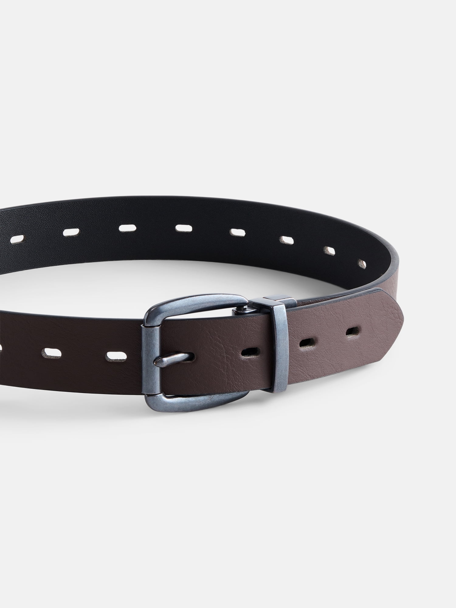 Wonder Nation Boys Black to Brown Reversible Belt with Gunmetal Buckle, Sizes S-L