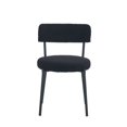 thumbnail image 3 of Mid-Century Modern Dining Chairs Set of 2, Teddy Fabric Upholstered Accent Chair with Curved Back, Metal Frame, Elegant and Comfortable Kitchen Chairs, Black+Black (Chairs Only), 3 of 9