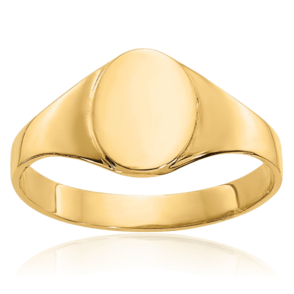 10K Solid Yellow Gold Oval Custom Engraved Signet Ring Handmade Personalized Monogram Initial Letter Band