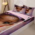 thumbnail image 3 of Castle Fairy Dreamy Black Girl Zipper Full Size Comforter Sets with Fitted Sheet and 2 Pillowcases,Star Crown Zipper Bedding Set,Purple,Pink Reversible,4pcs, 3 of 6