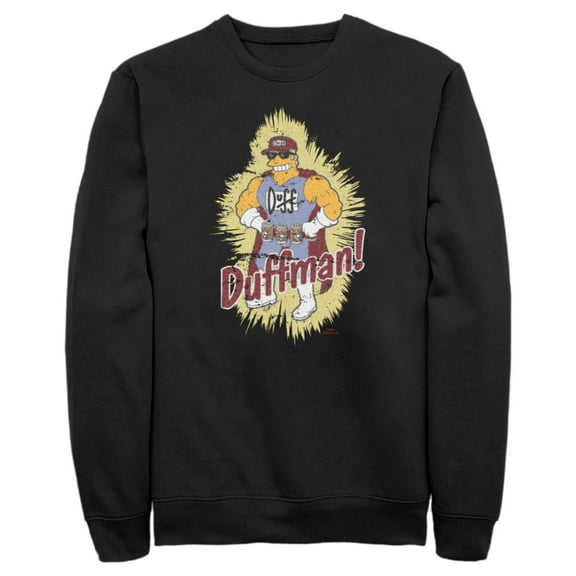 Men's The Simpsons Distressed Duffman Portrait  Sweatshirt Black 3X Large