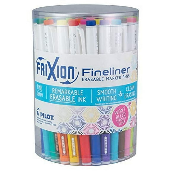 Pilot FriXion Erasable Fineliner Point Markers with Reusable Tub, 36 Count
