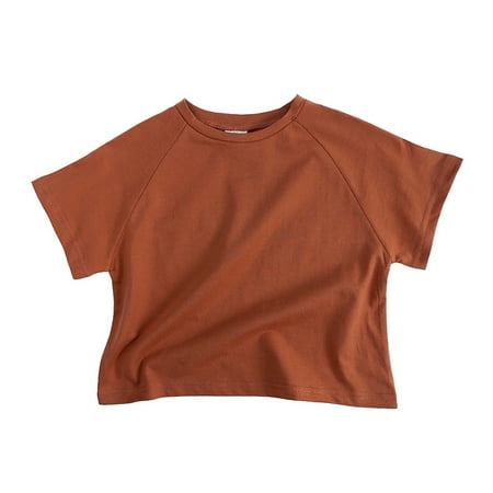 

Kids Toddlers Boys Girls Loose T-Shirt Short Sleeve Solid Color Crew Neck Short Sleeve 1-7Y