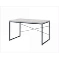thumbnail image 3 of Desks, Industrial Rectangular Writing Desk - No Storage, Faux Concrete Top, Metal Sled Base | Antique White & Black Finish | Metal,Synthetic Wood, 3 of 6