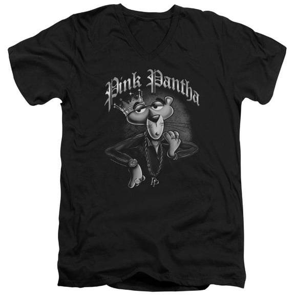 Pink Panther Pink Pantha Adult V-Neck T-Shirt Black
