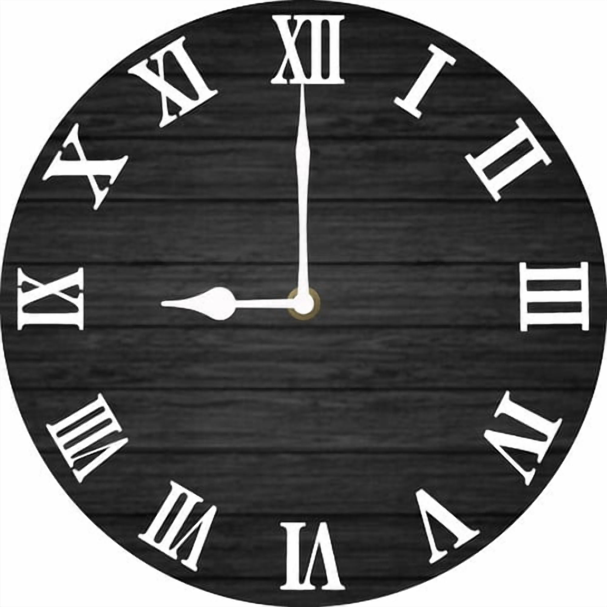Soliyoahee Vintage Roman Numeral Wall Clock 10inch Black Wood Panel Round Clock Farmhouse Decor Silent Non-Tick Battery Powered for Bathroom Living Room Office Kitchen