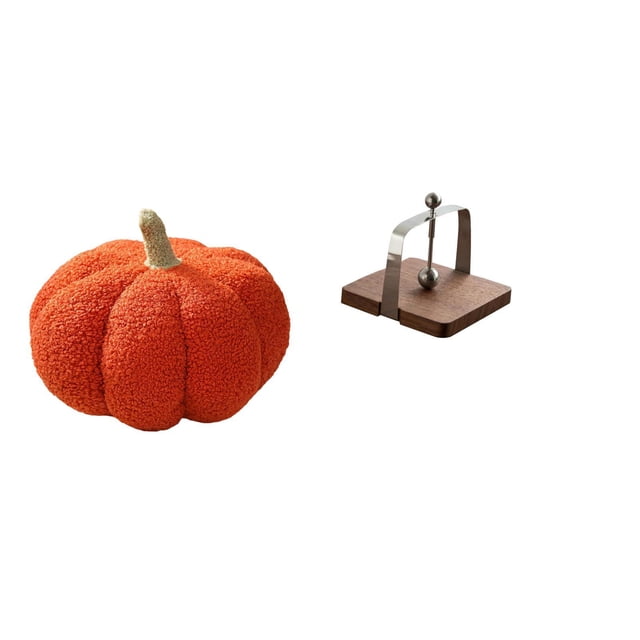 Cojín de calabaza de Halloween, servilletero, organizador de pañuelos de madera de nogal, decoración de sofá, juguete suave, adecuado para el hogar, d