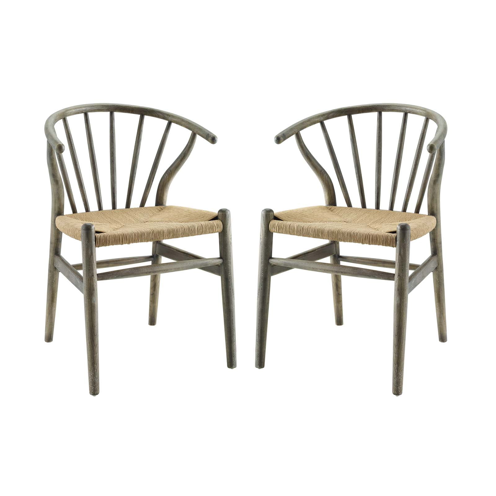 Side Dining Chair, Set of 2, Wood, Grey Gray, Modern Contemporary Urban