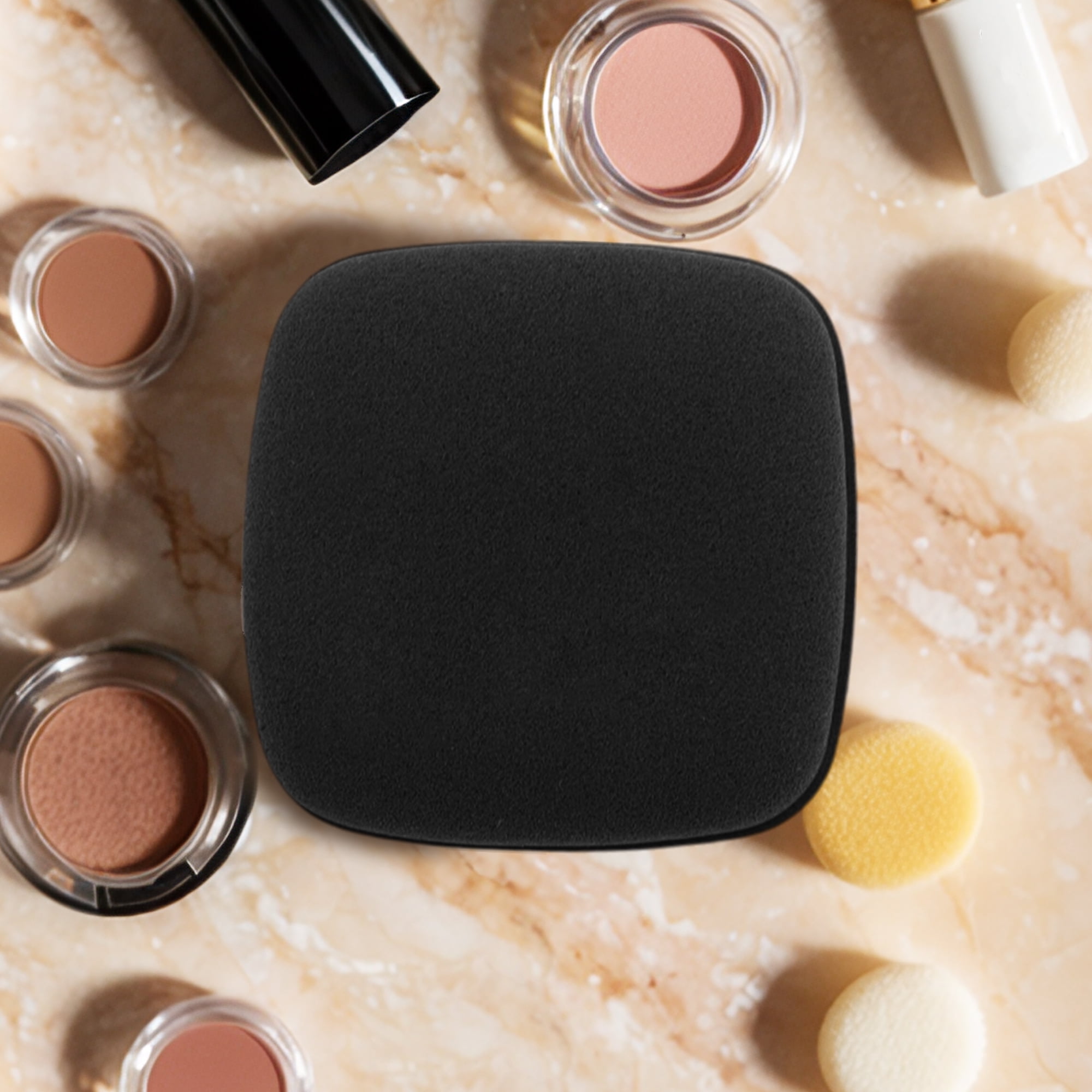 Unique Bargains 5 Pcs Square Face Makeup Sponge for Travel Black