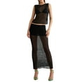 thumbnail image 2 of GXFC Women´s Sexy Outfit Solid Sheer Tank Tops + High Waist Bodycon Maxi Skirt See Through Set Erotic Nightwear for Women, 2 of 9