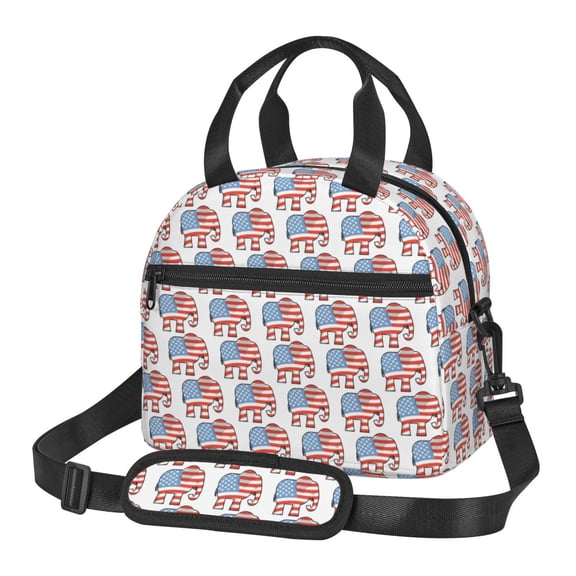 Honeii Elephant Print Lunch Box,Insulated Lunch Bag,Lunch Tote Bags,Leakproof Cooler Lunch Case for Travel Work Picnic