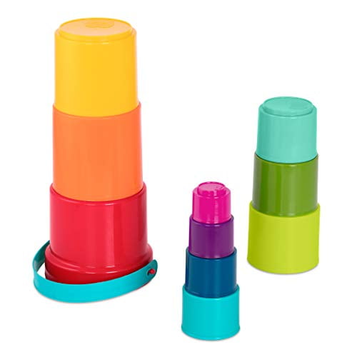 Battat Stacking Cups 10 pcs Plastic Nesting Toys Bucket with Carry ...