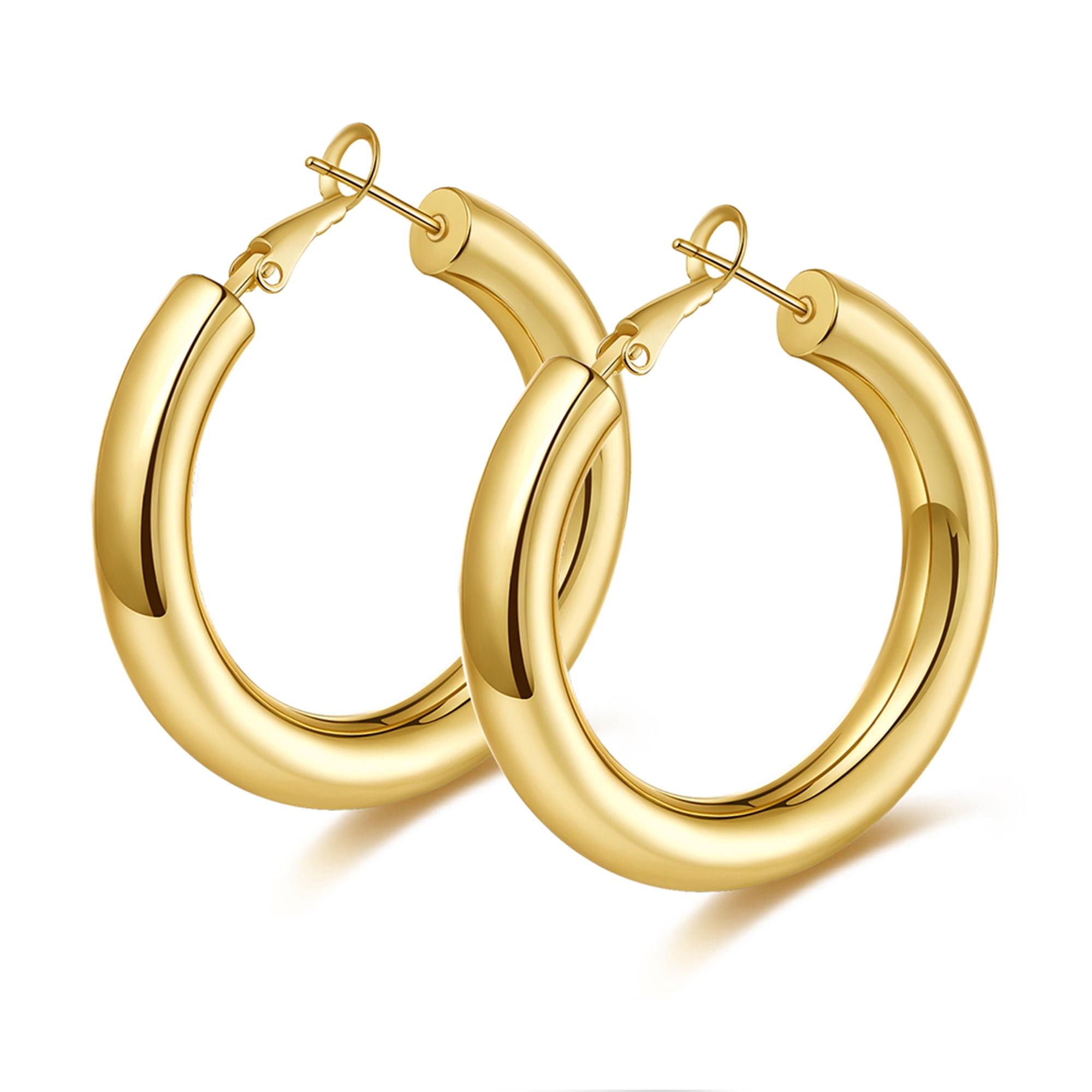 Wowshow Gold Hoop Earrings, 14K Gold Hoop Earrings for Women Gifts 40mm -  Walmart.com