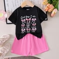 thumbnail image 5 of Yindaity Toddler Girl Clothes Summer Toddler Girl Clothes Floral Printed Short-Sleeved Top and Shorts Clothing Set Little Girls Outfits Size(Black,6-7 Years), 5 of 9