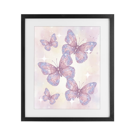Stupell Industries Delicate Disco Butterfly Dance Black Framed Print Under Glass, design by Lil' Rue